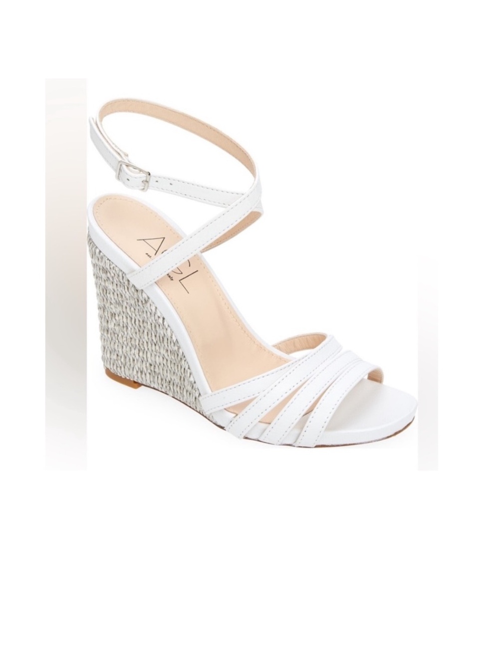 AGL Dora Ankle Strap Wedge Sandal, White-plumba US 9.5 /39.5 EU NEW